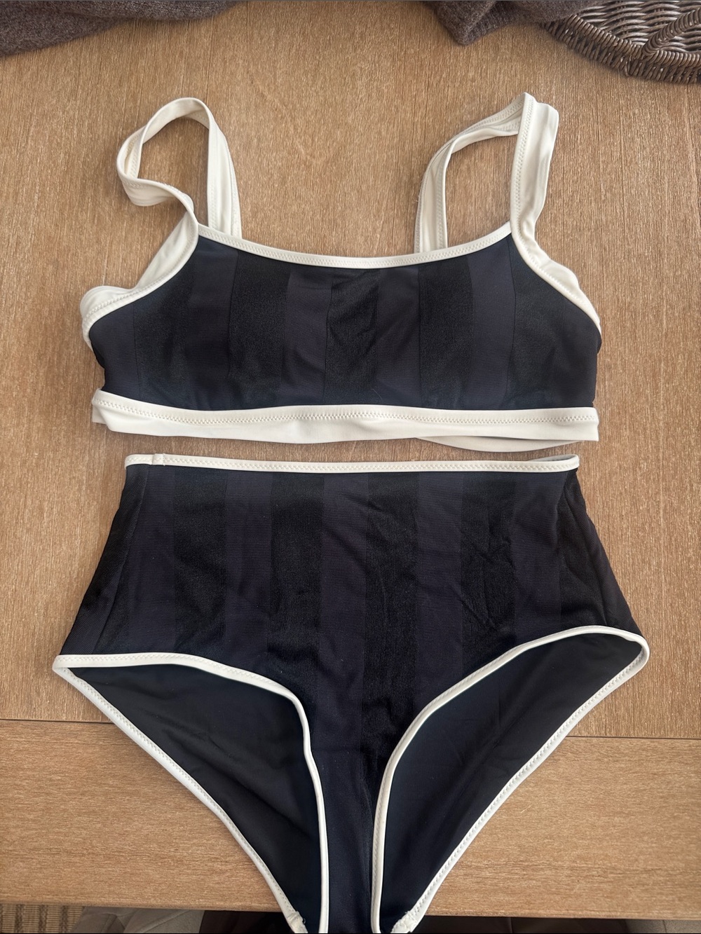 NWT Aerie Black Bikini Set with White Trim